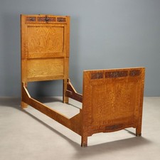 Antique Single Bed Art Nouveau Oak Italy XX Century Original