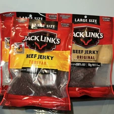3x Jack Link's Beef Jerky TERIYAKI & ORIGINAL 5 Oz Bags (12/2025)