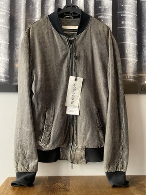 Giorgio Brato Perforated Leather Black Bomber Jacket Made In Italy