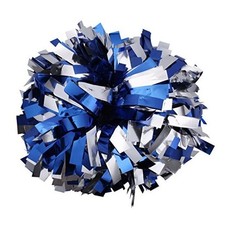 Metallic Cheerleader Cheerleading Pom Poms 6 inch 1 Pair Blue-Silver