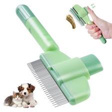 Pet Hair Removal Comb,New Cat Brush with Release Button,Pet One Size, Green