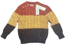 Cat  Jack Boys Sweater NWT XS 4/5 Red Mustard Colorblock Knit Pullover