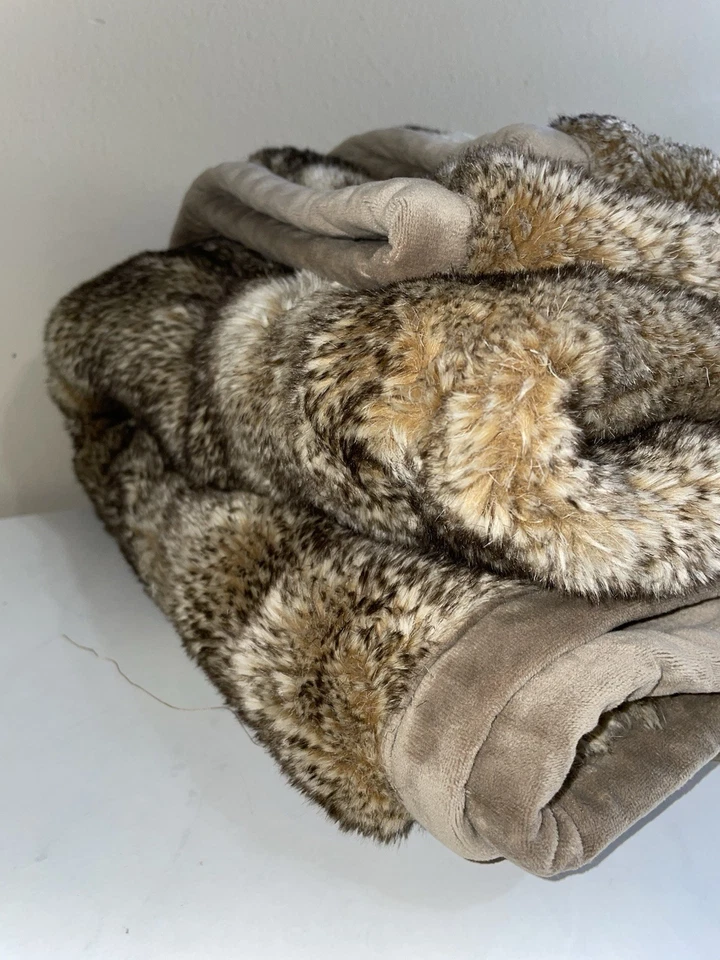 Manta POTTERY BARN Marrón Marfil PIEL SINTÉTICA Estampado Animal 50X60 Foto 4 de 4