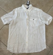 Vineyard Vines White Short Sleeve Linen Button Down Shirt Mens Large 1W010944