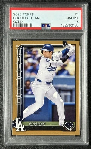 SHOHEI OHTANI PSA 8 2025 TOPPS BASEBALL #1 GOLD 571/2025 DODGERS