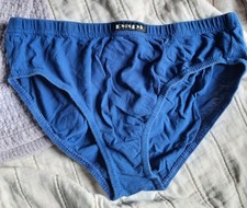 papi Men's Brief Underwear Blue Cotton Jersey Fabric Solid Pattern