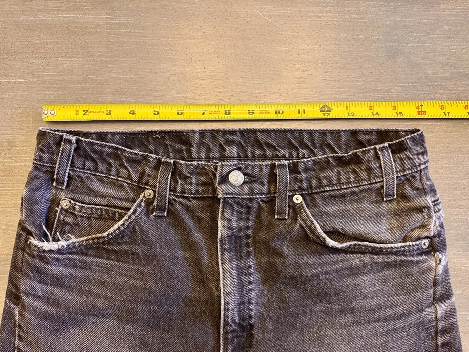 Jeans De Colección Levi’s 505 Para Hombre 32x31 Negros Hechos en EE. UU. Y2K Vaquero Logo Envejecido Foto 4 de 4