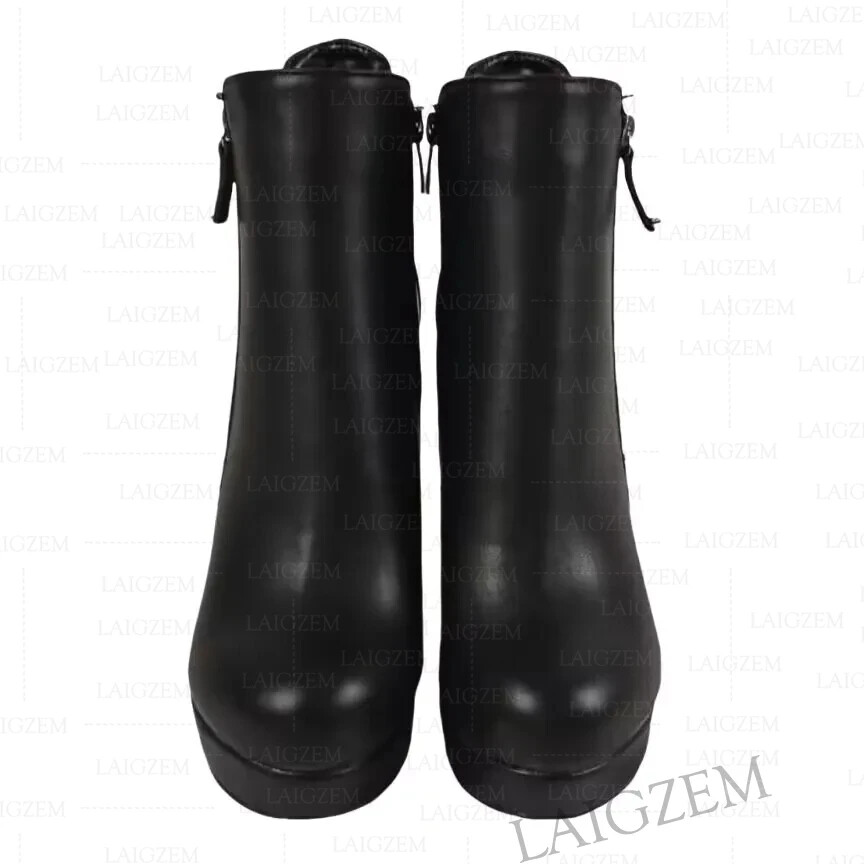 Women Ankle Boots Faux Leather Platform Wedges Zip Up 13CM High