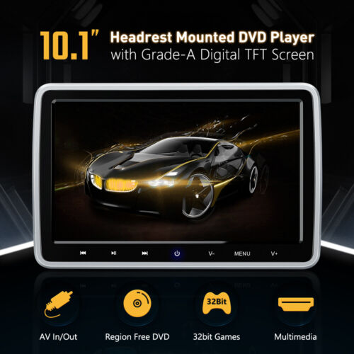 1x 10.1" HD Car Rear Seat Headrest Pillow Monitor DVD Player USB HDMI IR Gaming - Picture 1 of 12
