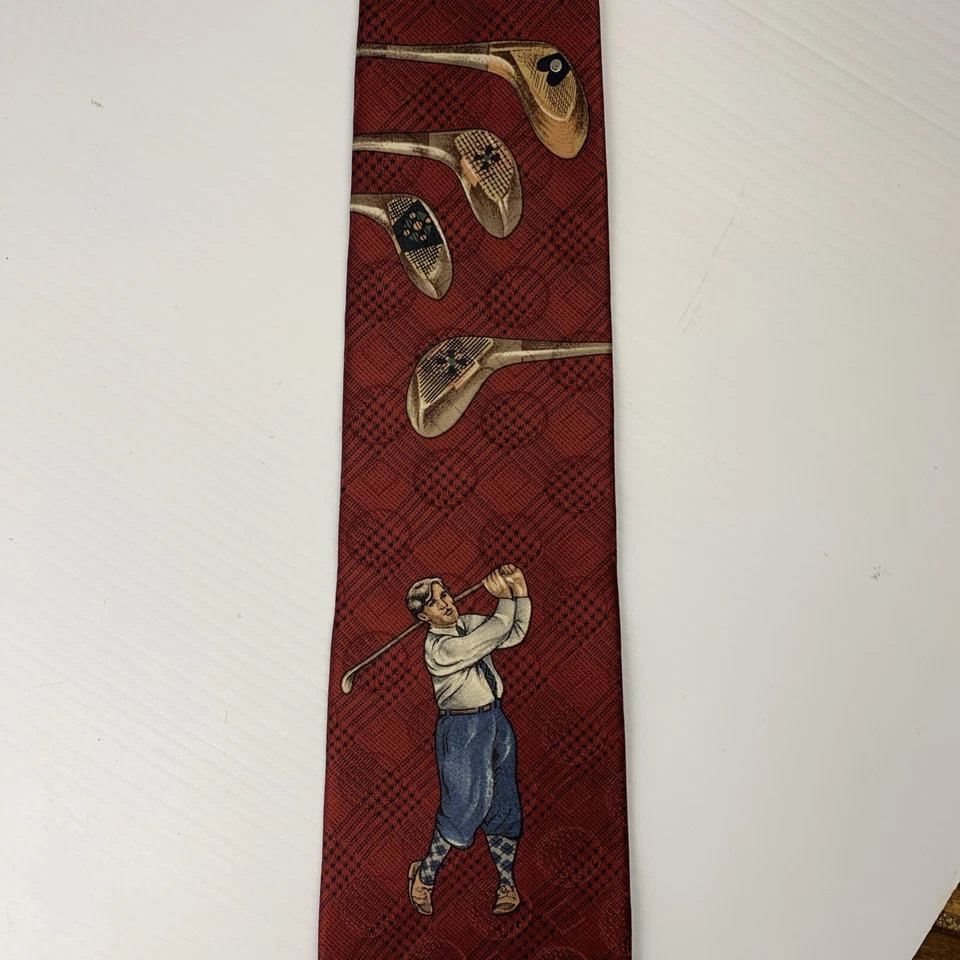 Corbata de seda EVAN-PICONE SPORT para hombre talla 3 7/8" x 56 1/2" azul granate gris golf Foto 4 de 4