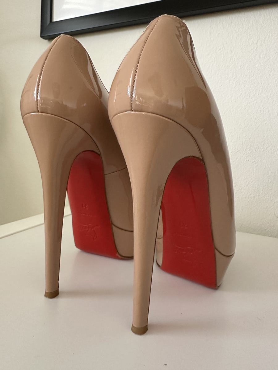 Christian Louboutin Bianca Nude Patent Heels Size 8 | eBay