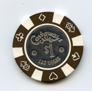 1.00 Chip from the Castaways Casino Las Vegas Nevada Large $1 Brown