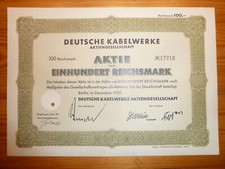 D: Deutsche Kabelwerke, Berlin, 1939,100 marek, PRODUCENT KABLI*