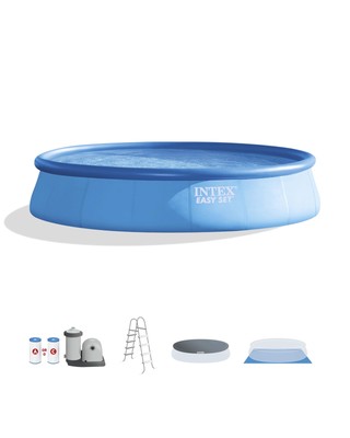 Inflatable Swimming Pool Set with Cartridge Filter Pump, Ladder, Cover