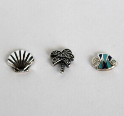 Pandora Beach Fish Palm Tree Sea Shell Petite Floating Locket Mini