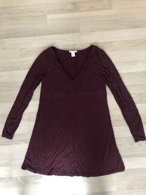 Ladies long sleeve mini dress by Basic H&M in size S, red brown