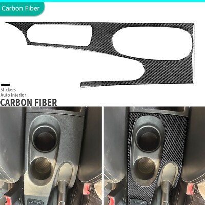 Real Carbon Fiber Console Water Cup Holder Panel Cover For Seat Leon MK2 2005-12