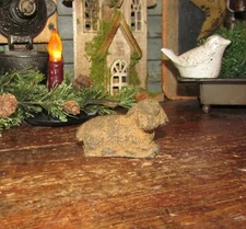 Primitive Antique Vtg Style Easter Lamb Blackened Beeswax Cinnamon Sheep