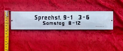 Original Doctor Email Sign Office Hours Berlin 1930s ca. 7x39cm
