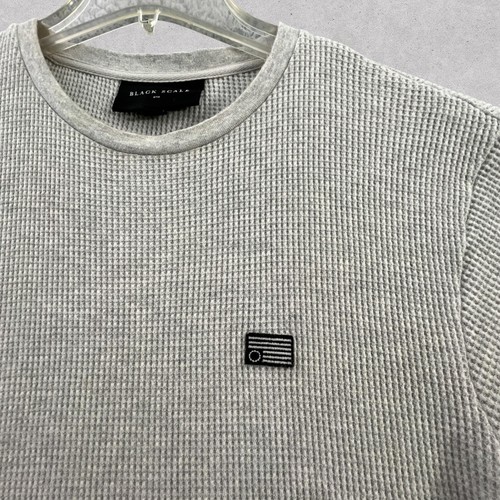 Black Scale Waffle Thermal T Shirt Mens Small Beige Stretchy Streetwear USA - Picture 3 of 8