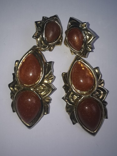 Boucles d'oreilles ambre orange AB-003