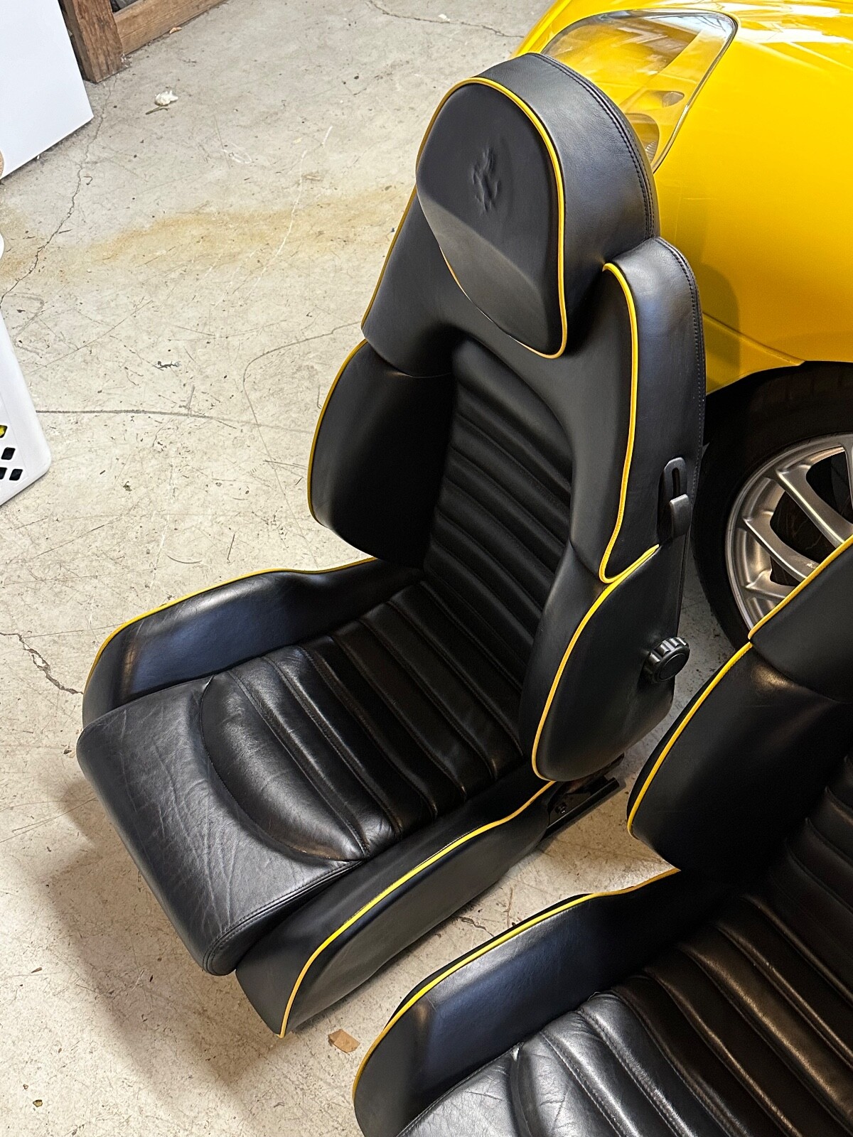 Ferrari 360 Leather Seats, Black with Yellow Piping, OEM Power adjustable