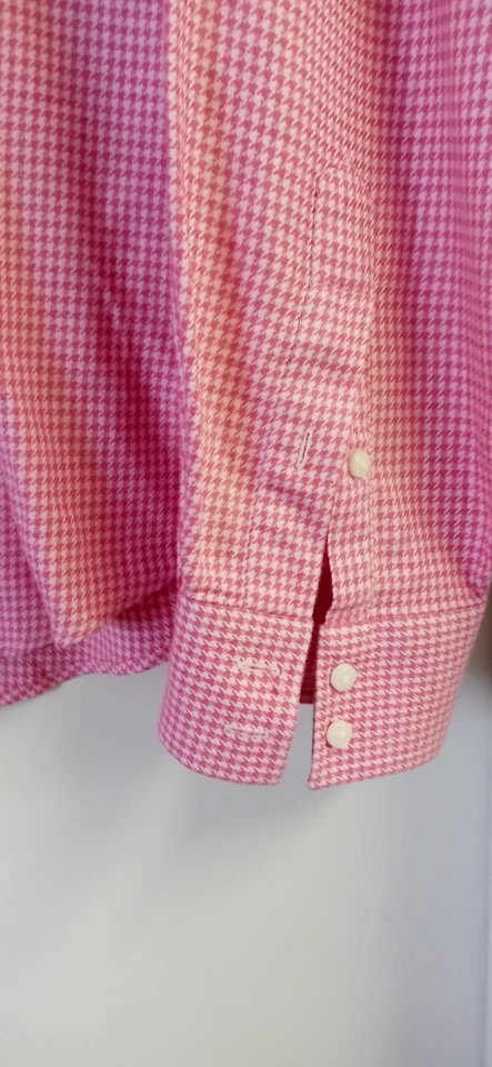 Camisas masculinas Ben Sherman xadrez rosa manga comprida com botões tamanho 15 - Imagem 2 de 4