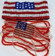 Patriotic Sunglasses, American Flag Bracelets & Flashing Stars LED Necklace