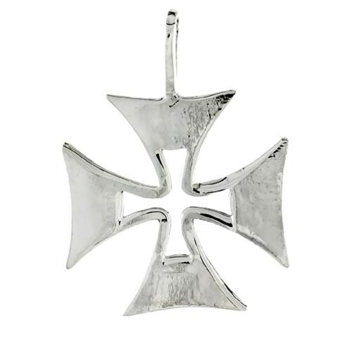 Sterling Silver Maltese Iron Cross Pendant, Italian Box Chain - 第 1/2 張圖片