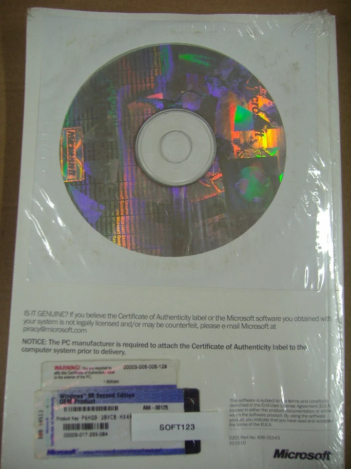 MICROSOFT WINDOWS 98 SE SECOND EDITION FULL OPERATING SYSTEM MS WIN 98SE =NEW= - Image 3 of 4