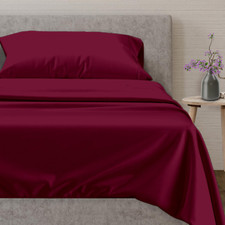 Luxurious 600 TC Egyptian Cotton Twin Sheets Set - Deep Pocket, Burgundy