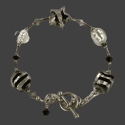 Sterlingsilber handgefertigt Glaskunst Charms Armband 7,5''
