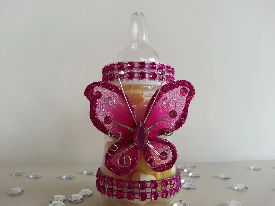 12 mamadeiras borboleta preenchíveis magenta para chá de bebê prêmios decorações para meninas - Imagem 4 de 4