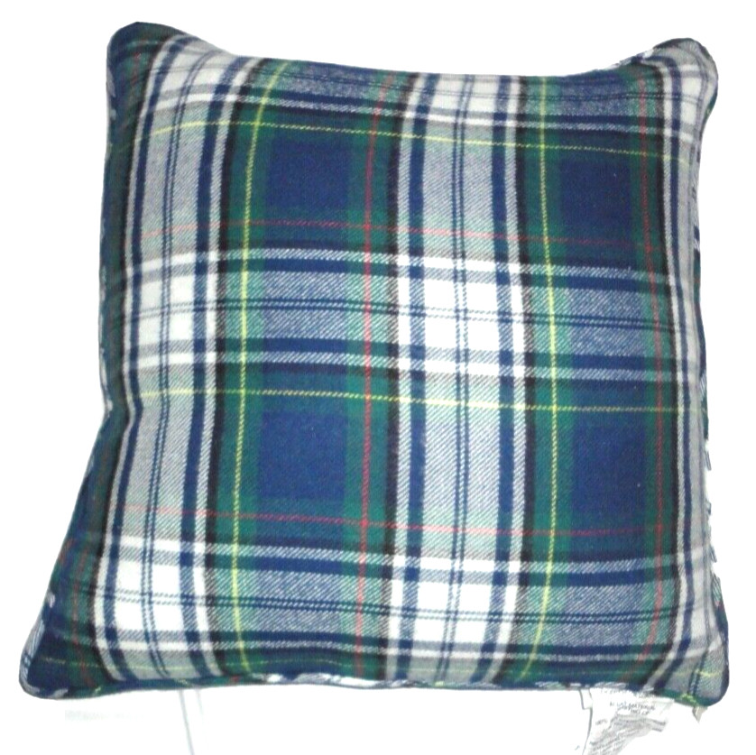 RALPH LAUREN WOOL BLEND TARTAN BLUE GREEN YELLOW PLAID (2) THROW PILLOWS 22X22