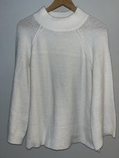 Calvin Klein Small Women's Ivory Knit Mock Neck Long Sleeve Pullover Sweater-L