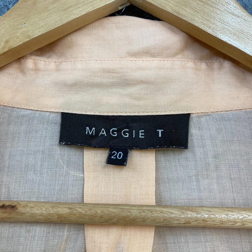 Maggie T Shirt Womens 20 Plus Peach 3/4 Sleeve V-Neck Button Up Collar 1929 - Image 4 of 4