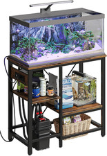 20-29-37 Gallon Fish Tank Stand with Power Outlet, 30X13 Metal Aquarium Stand wi
