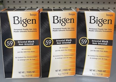 3 PACKS OF BIGEN, PERMANENT POWDER HAIR COLOR, #59 ORIENTAL BLACK