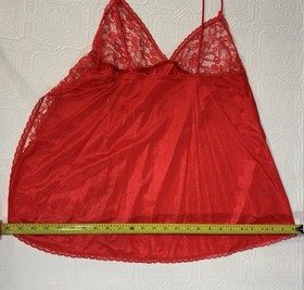 Vintage Mini Babydoll Chiffon & Lace Lingerie Size Medium Flame Red LADY CAMEO