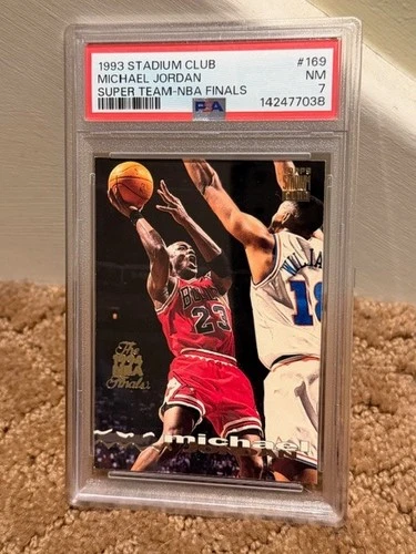 1993 Stadium Club Super Team NBA Finals Michael Jordan PSA 7 #169 Card NEW Case