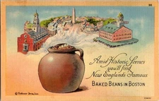 Vintage Boston Baked Beans Postcard Tichnor Bros 1941 Historic View