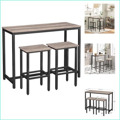 3-Piece Breakfast Bar Table and Stools Set - Durable Metal Frame for Cozy Dining