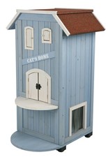 Multicolor 3 Story Wooden Cat Shelter Indoor Outdoor Cat House 22x23x37 Inches