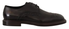 Dolce & Gabbana Black Leather Dress Formal Derby Men's Shoes Authentic
