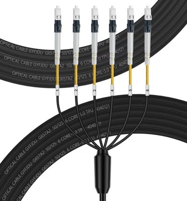 FLYPROFiber 6 Core Fiber Optic Cable 75m / 246ft OS2 LC to LC Outdoor OD-5mm
