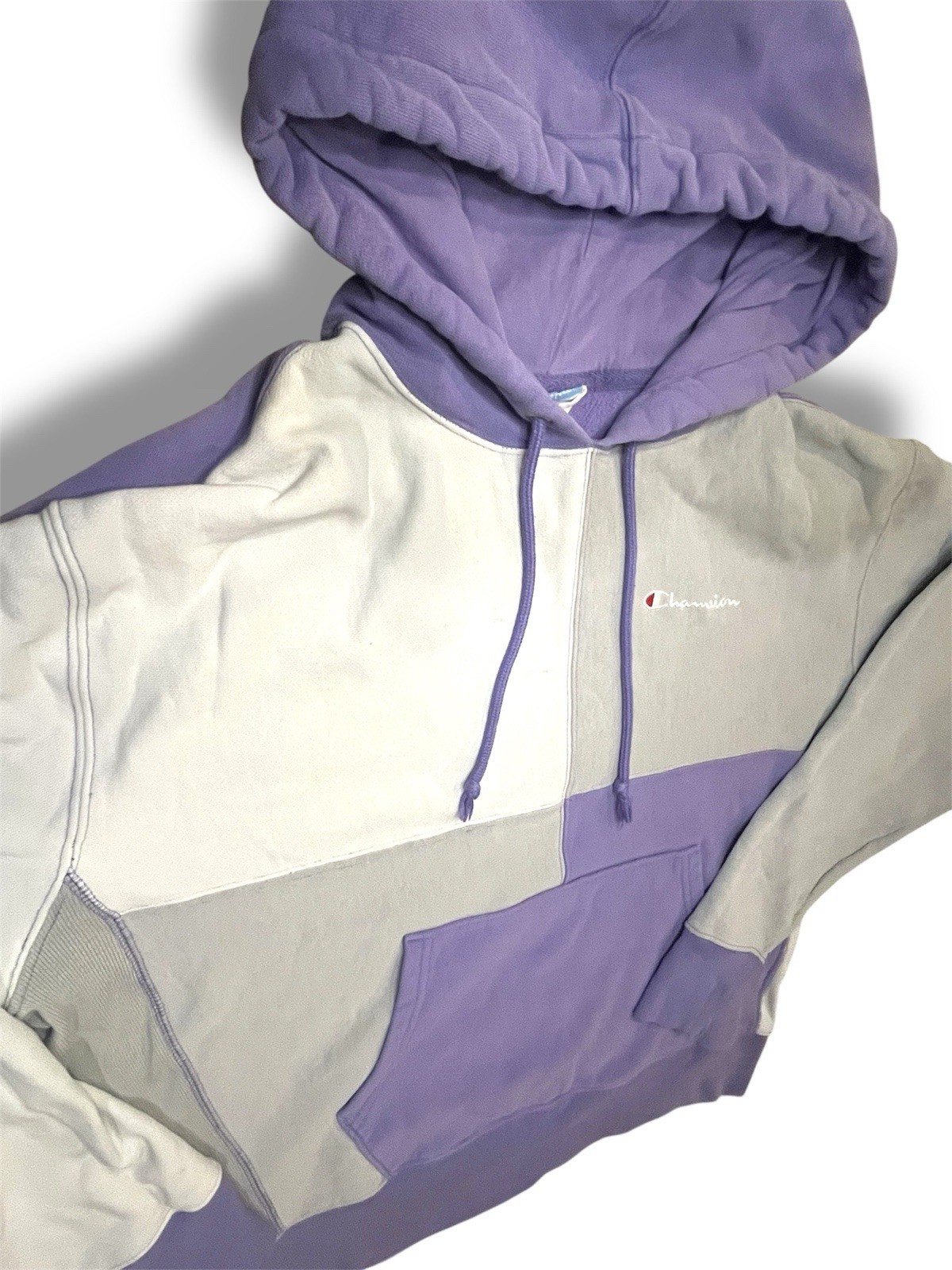 Champion Men Patchwork Pullover Hoodie Purple-whi… - image 2