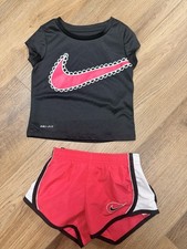 Nike Dri-FIT Girl  s 2T Athletic Shorts Set Black  Pink Toddler 2 Piece Outfit