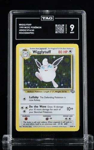 Pokémon TCG Wigglytuff Jungle 16/64 Holo Rare 1999 TAG 9 Graded 1st Overall