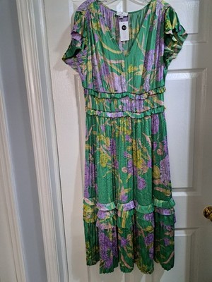NWT Ferne Boutique Floral Garden Party Midi Cocktail Dress Lg