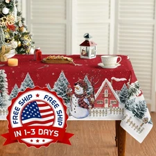 Mantel Navideño Rectangular De 60x84 Pulgadas Para Decoración De Mesa Navideña.